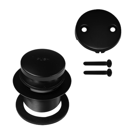Westbrass 1-1/2" Tip-Toe Bathtub Drain with Two-Hole Overflow, Matte Black D93-2-62